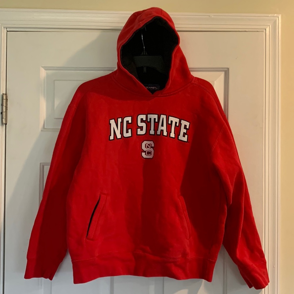 NC State Hoodie Sweatshirt, embroidered block S logo, youth XL, for Champs